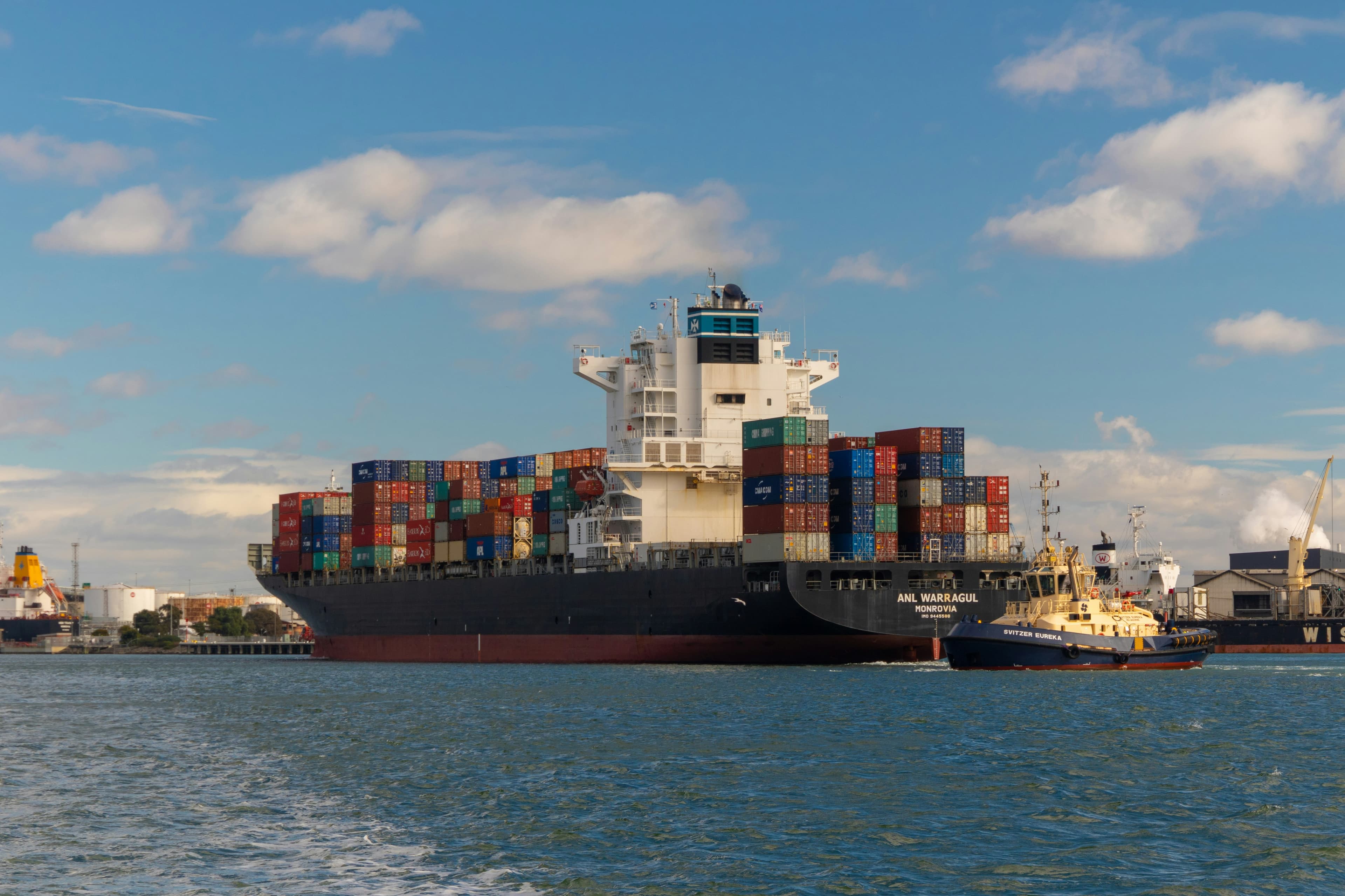 Container ship with colorful containers